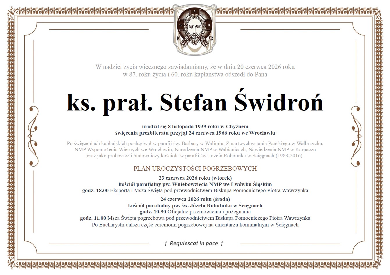 Zmarł ksiądz Stefan Świdroń