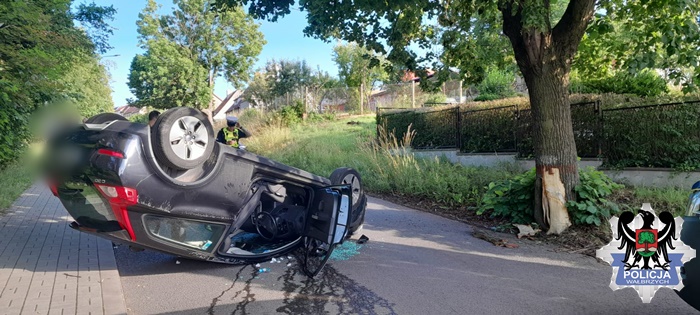 Pijana doprowadziła do dachowania
