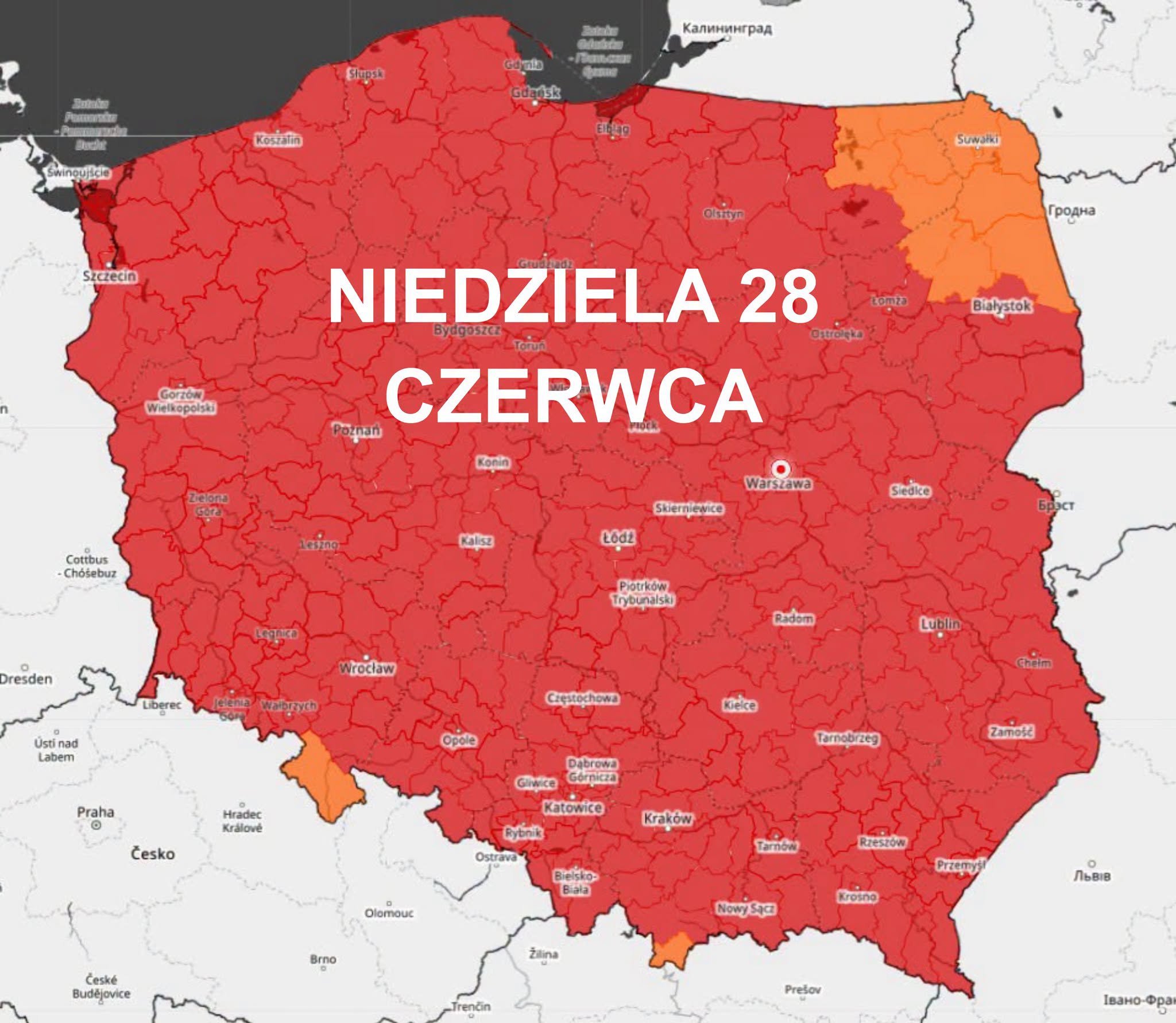 Kraj na "czerwono", nadchodzą potworne upały