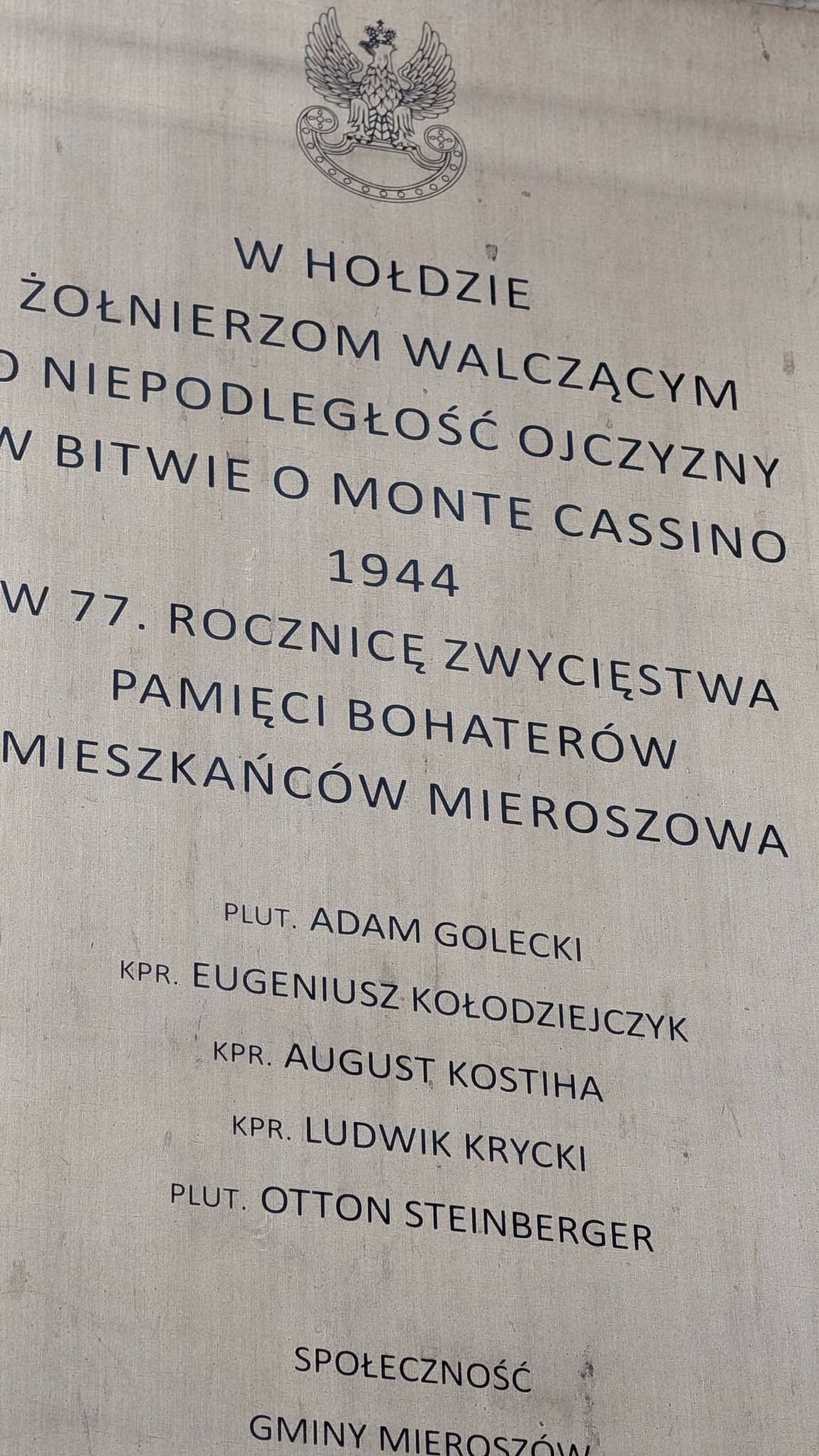 Mieroszów pamięta o rocznicy Bitwy pod Monte Casino