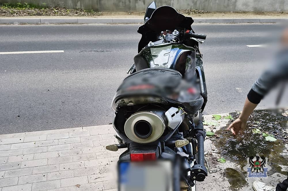 Upadek motocyklisty na Moniuszki