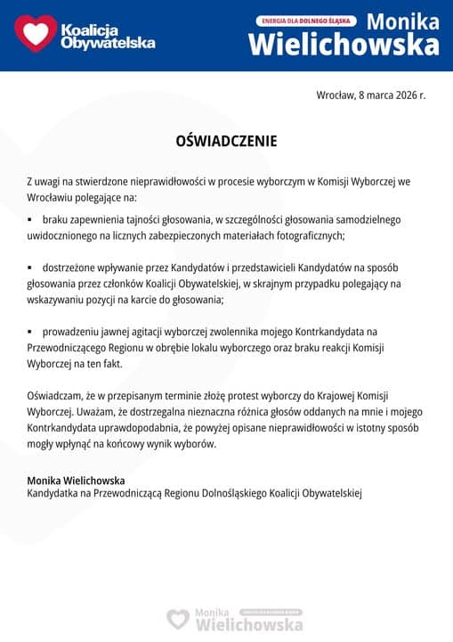 Monika Wielichowska złożyła protest