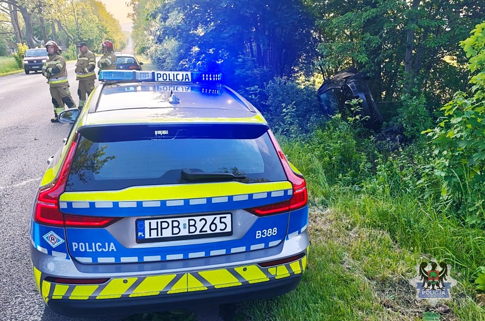 Dachowała w rowie