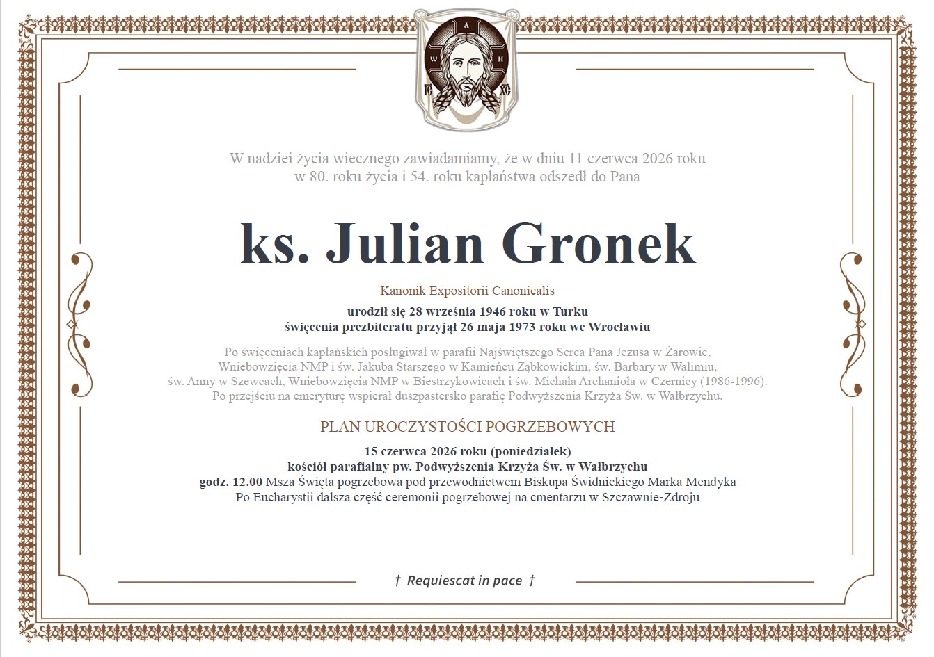 Zmarł ksiądz Julian Gronek